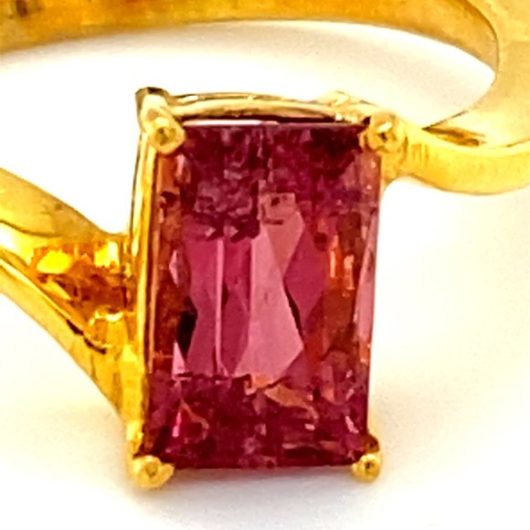 Rubellite Tourmaline Ring | eBay Rubellite 1.80ct Solid 18K Yellow Gold Ring